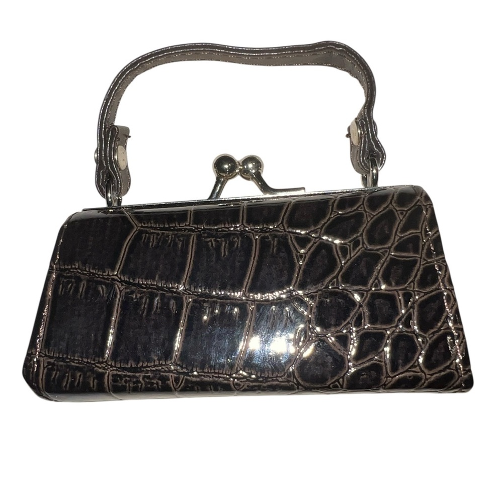 Dark brown Crocodile-Embossed mini Women's Bag style lipstick holder!